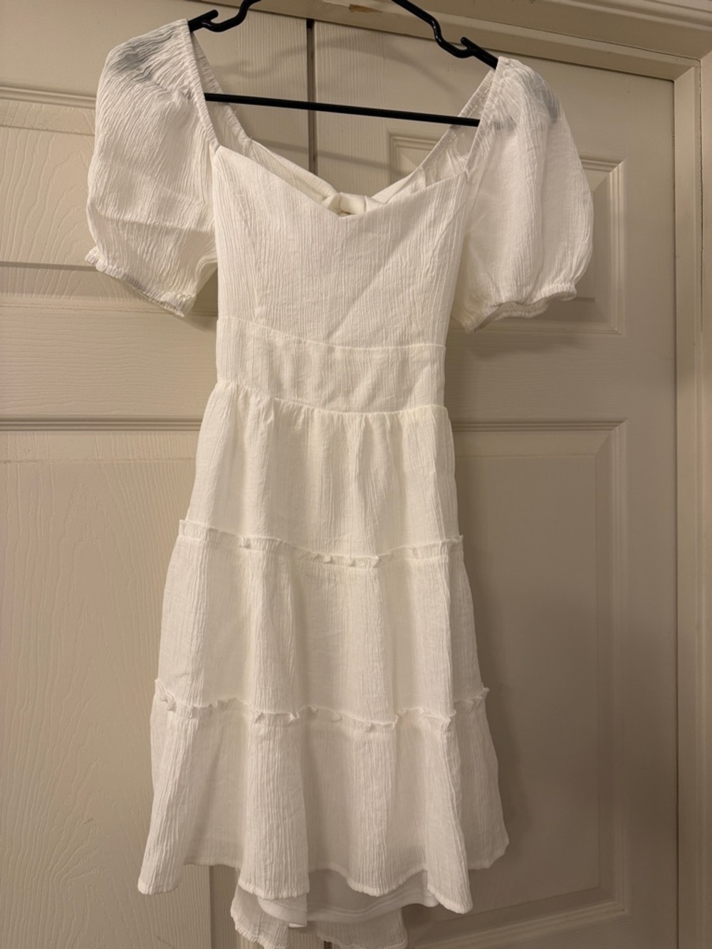 Altar'd State White Tiered Puff Sleeve Dress